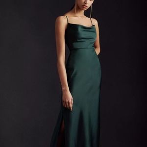 BHLDN Cali Satin Cowl-Neck Midi Slip Dress